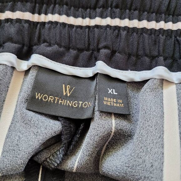 Worthington NWOT wide leg pants striped drawstring waist lightweight coastal - Picture 9 of 11